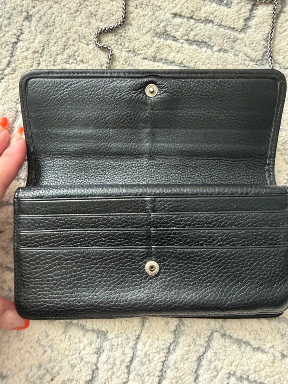 Brighton Black Leather Chain Clutch with Decorative Silver Accent - Picture 6 of 16